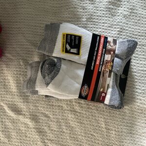 Dickies Men's White and Gray Casual Crew Socks